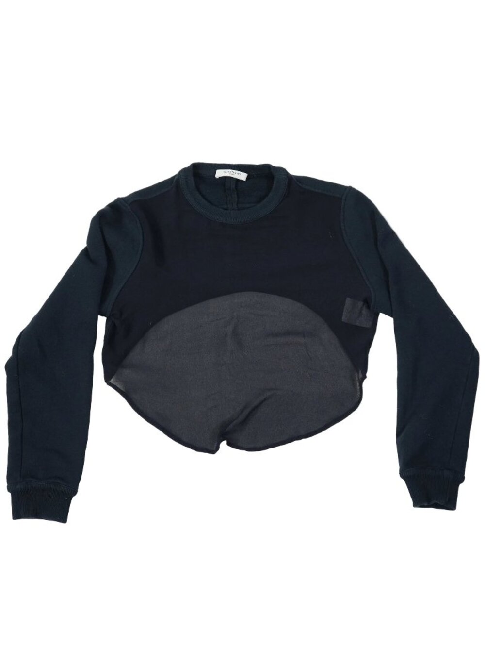 Givenchy Cropped Sweatshirt Navy Blue Curved Mesh Trim Pullover Women’s